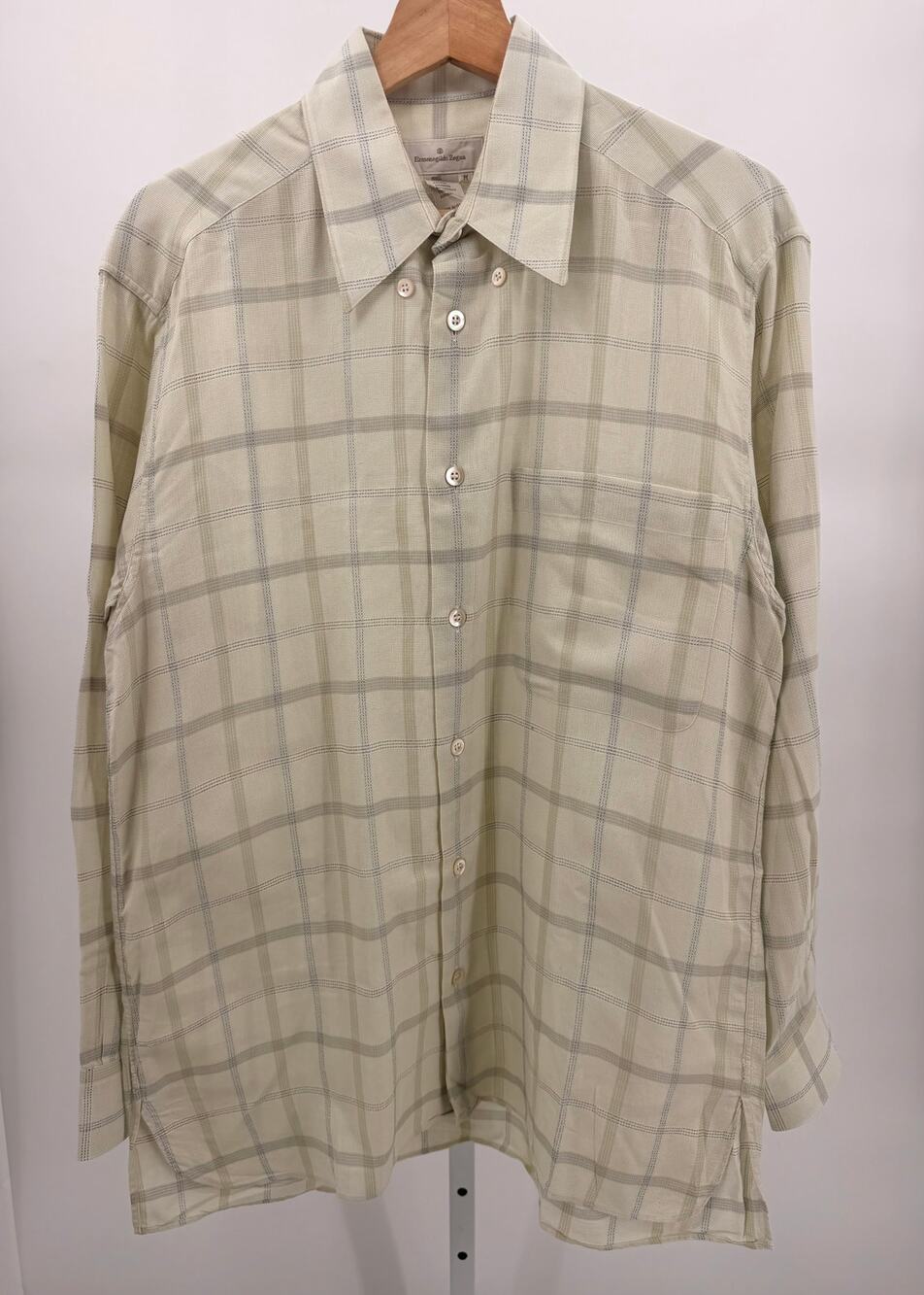 Ermenegildo Zegna Men’s Plaid Button Down Shirt Size M Made in Italy Cotton